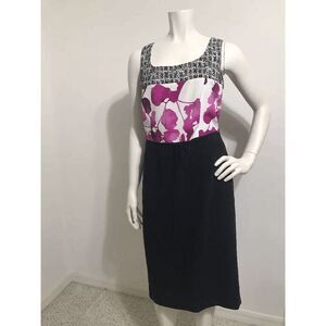 Escada Espana Tweed Style Floral Empire Dress Dakiara 40 Black Pink Classic 6 8